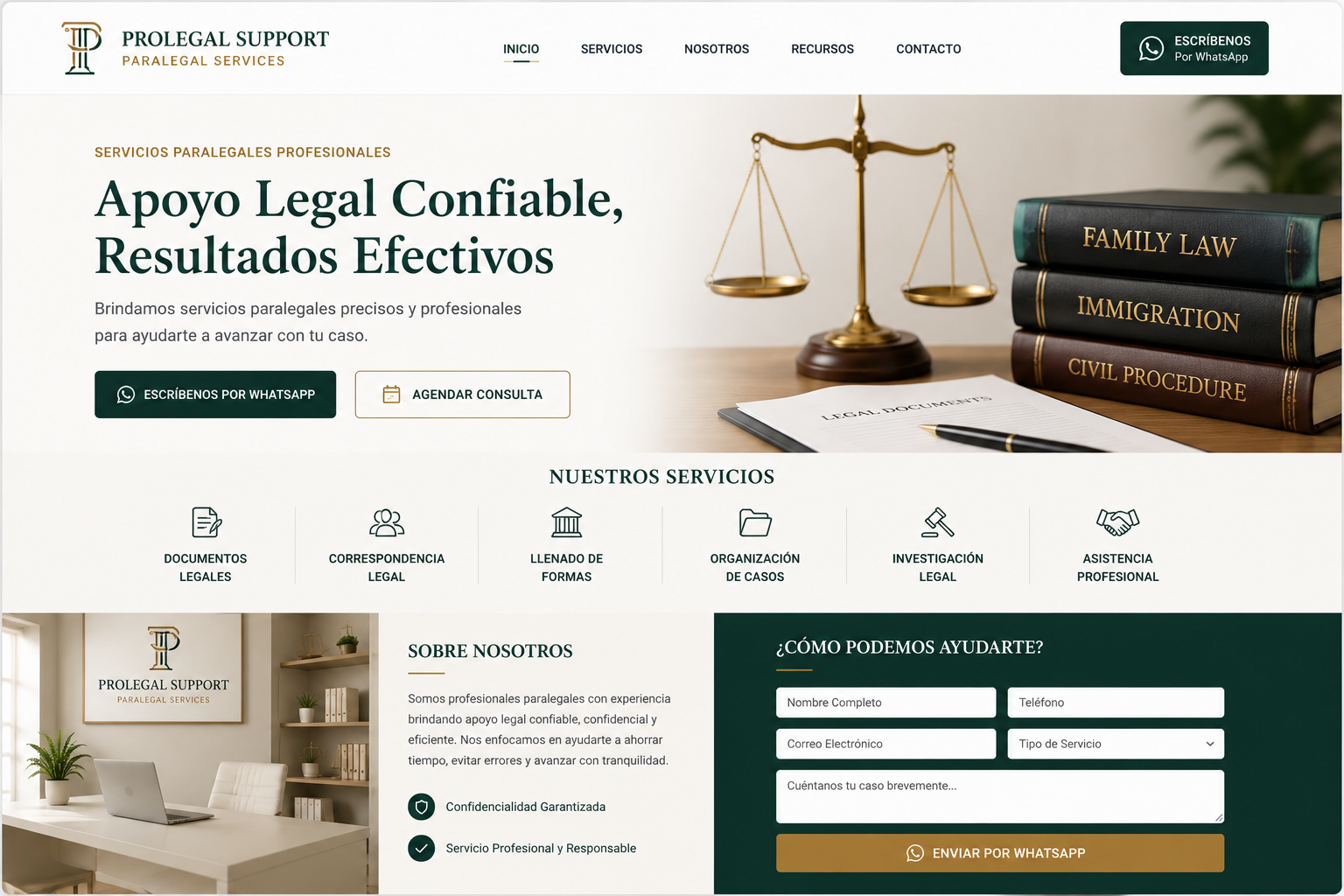 Modelo de landing page para Paralegal