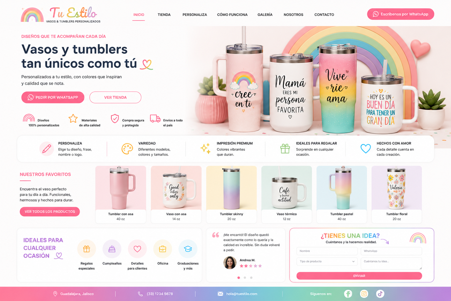 Modelo de landing page para Vasos y tumblers